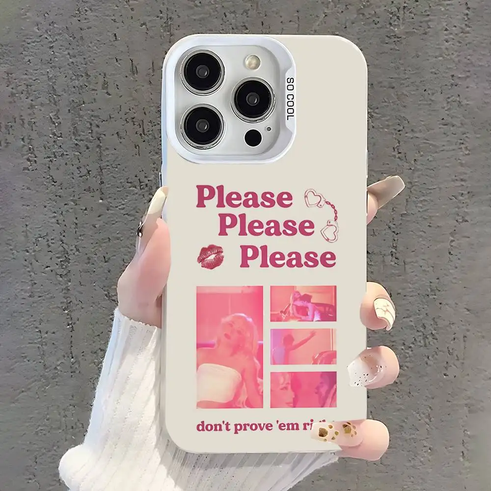 حافظة هاتف سنجر S-Sabrina Carpenter لهاتف آيفون 17,16,15,14,13,12,11,Pro,XS,Max,Plus,Mini,SE غطاء مقاوم للصدمات من الحلوى البيضاء غير اللامعة