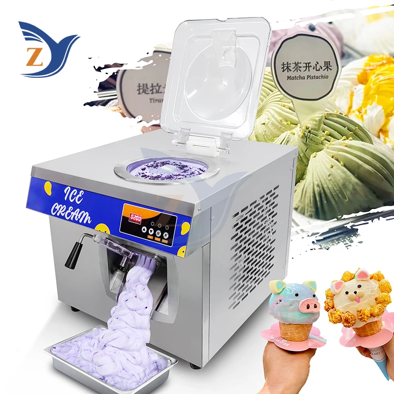 Ice Cream Machine 24 Liters Per Hour Automatic Gelato Party New Small Hard Desktop Stainless Steel Equipment Cone Commercial