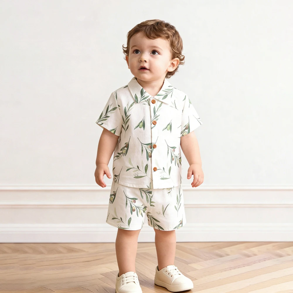 Modische Sommer-Jungenkleidung Set Bio-Baumwolle Baby Kurzarm-T-Shirt + Shorts Kinderkleidung Baby-Outfit