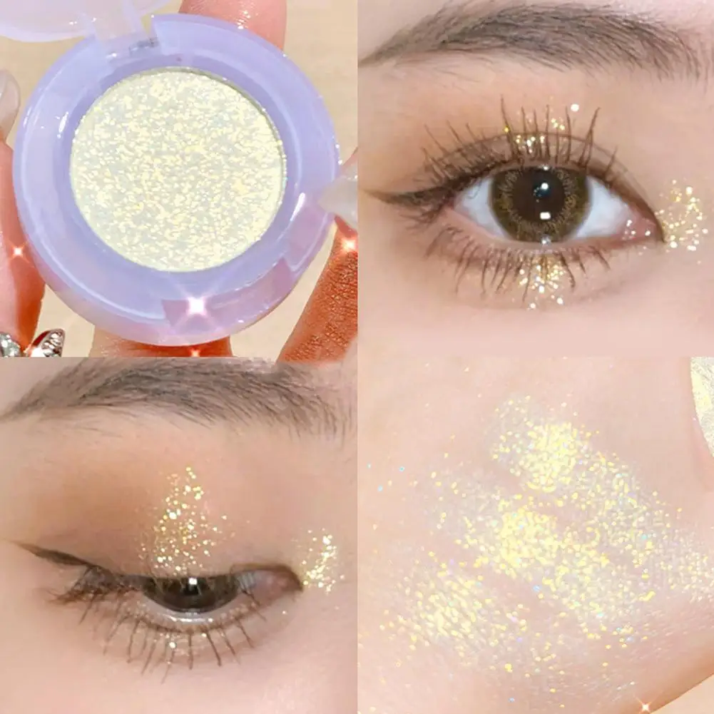 Monocromático Glitter Sombra, Brilhante Diamante, Sombra, Shimmer Eyes Maquiagem, Pó Highlighter Paleta, W5S0