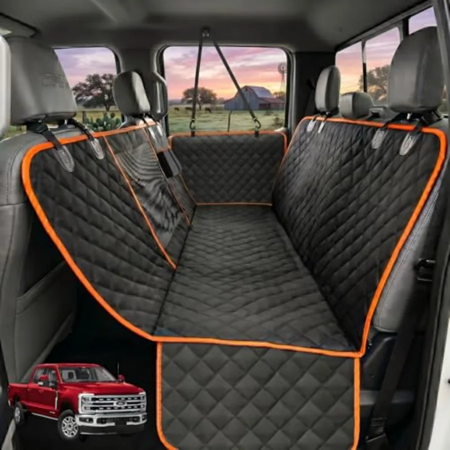 

X Dog Seat Cover for Trucks with Mesh Window Waterproof Dog Truck Hammock Durable Back Seat Protector for Full Size Pickup Truc