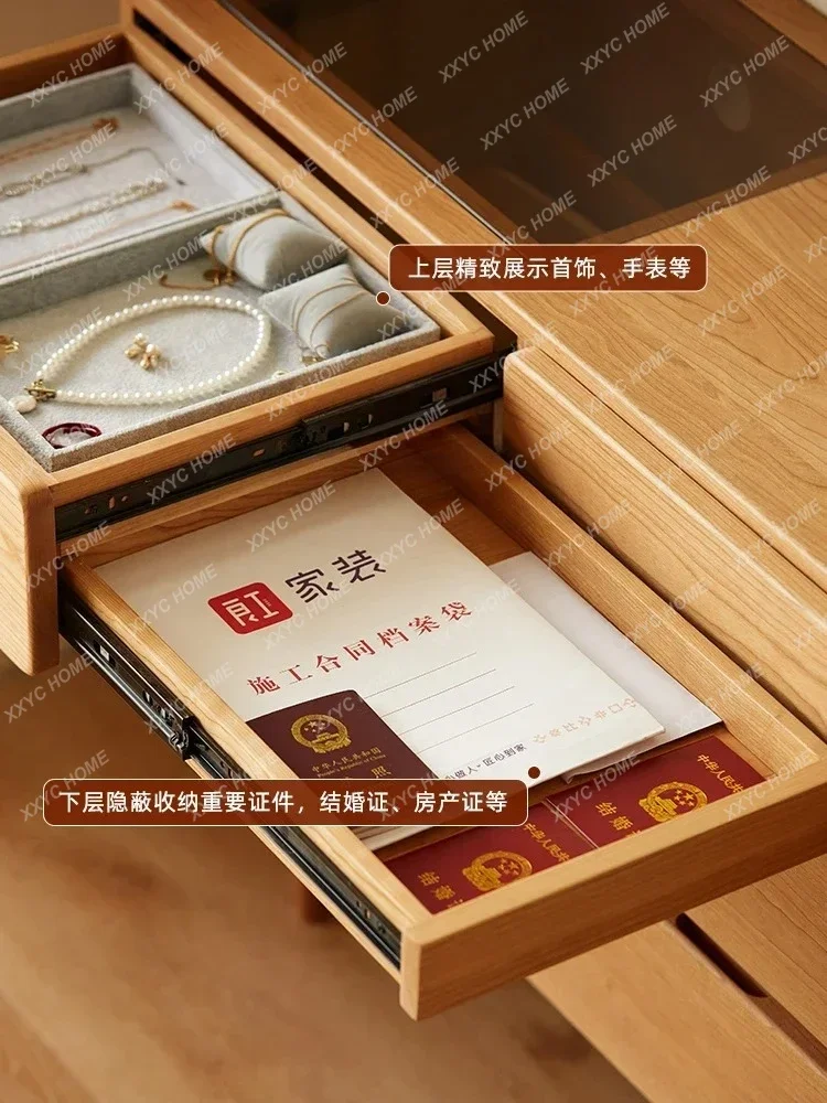 TTRetro Cherrywood Nine-Drawer Cabinet Solid Wood Bedroom Storage Bed Tail Jewelry Sideboard Cabinet