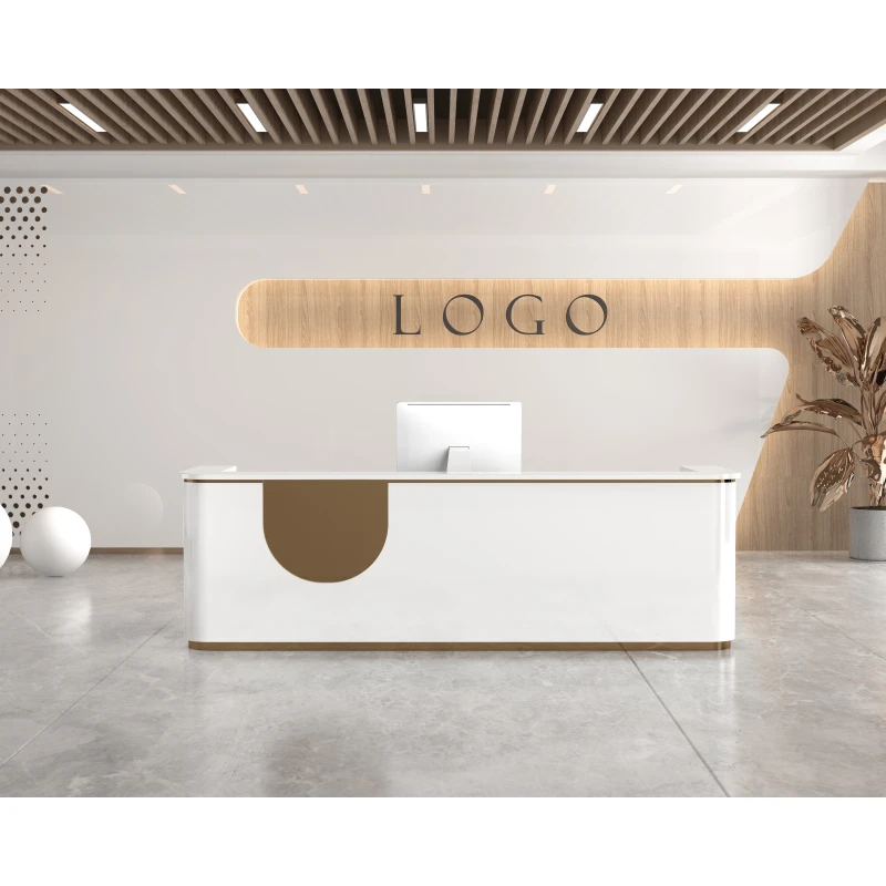 

Modern Minimalist Small Wood Cashier Register Beauty Salon Bar Company Reception Desk Custom Service Front Desks