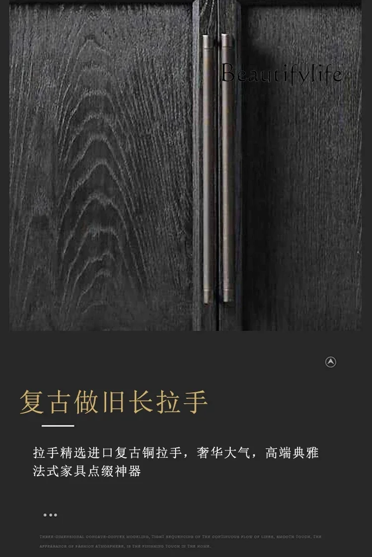 أثاث منزلي جميع العناصر الأمريكية الخفيفة الفاخرة الخشب الصلب خزانة جانبية الشمال باب زجاجي مقوس أسود ديكور فرنسي ريترو واي فاي