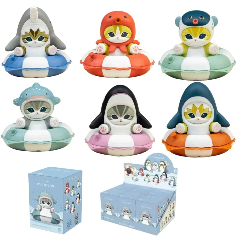 

New Genuine Mofusand Shark Cat Blind Box Swimming Ring Series Mofusand Action Figure Toys Desktop Decoration Collection Toys