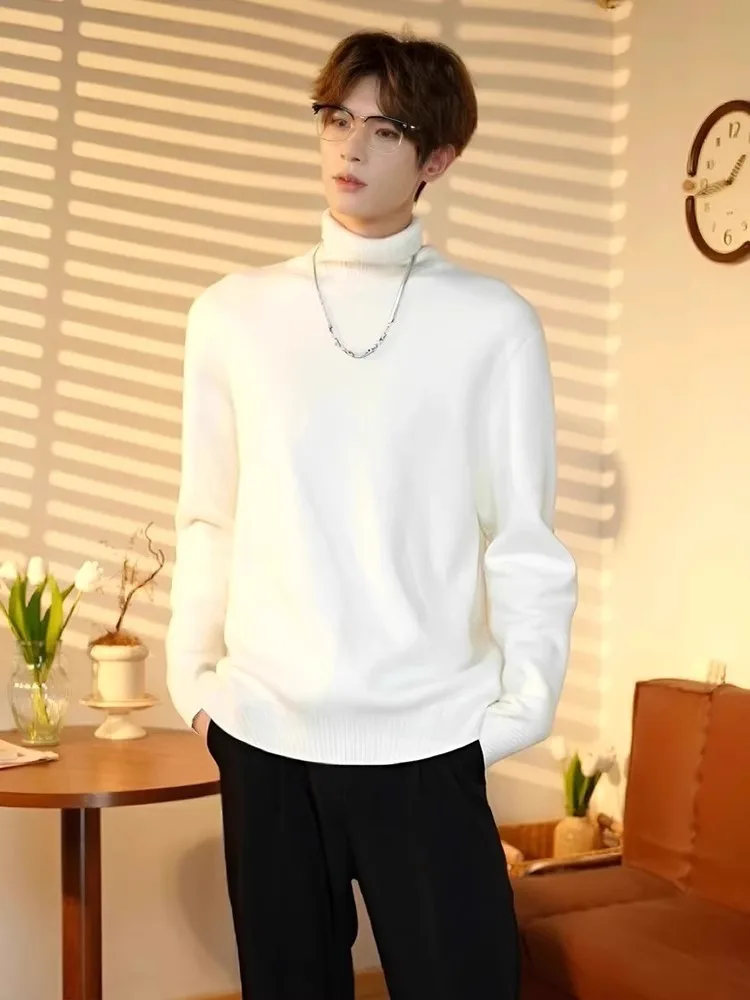 

Мужской свитер с высоким воротником на флисовой подкладке, приталенный, плотный, теплый, комфортный, зимний, модный, как базовый слой/поддевка