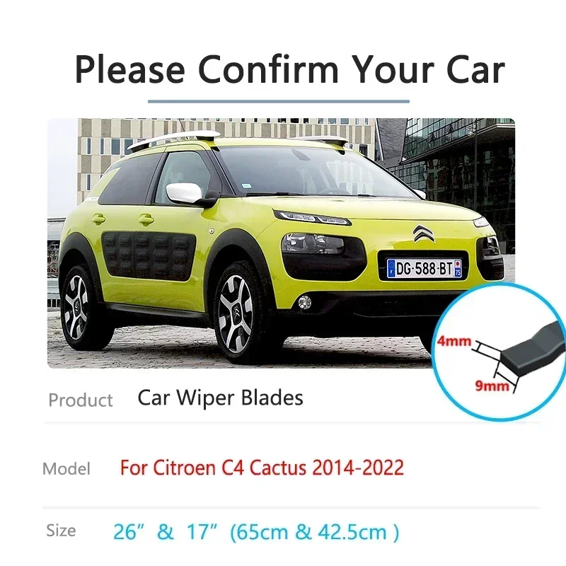 Para citroen c4 cactus 2014 2015 2016 2017 2018 2019 2020 2021 2022 lâminas de limpador dianteiro traseiro acessórios cortador janela pára-brisas