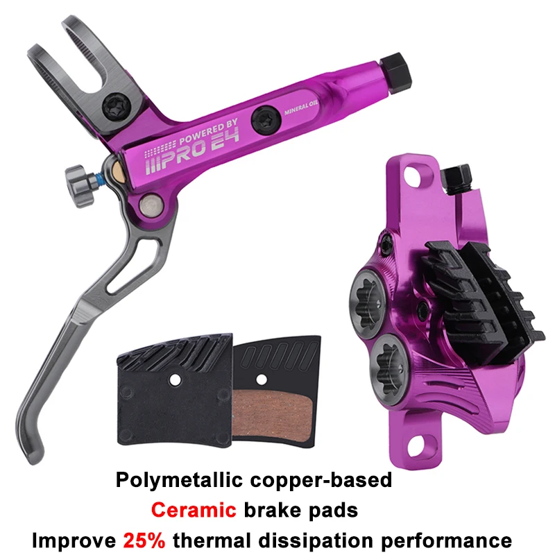 IIIPRO E4 4 Piston Hydraulic Brakes Ebike 800/1550mm CNC Heat Dissipating Brake Pads MTB Mountain Bikes Hydraulic Disc Brake Set