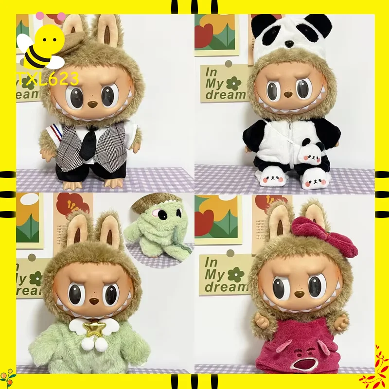 

Pink Dinosaur Jumpsuit JK Skirt Panda Set Hat - Cute Cartoon Doll Clothes for 38cm Mokoko Doll Creative Design Girl Gift