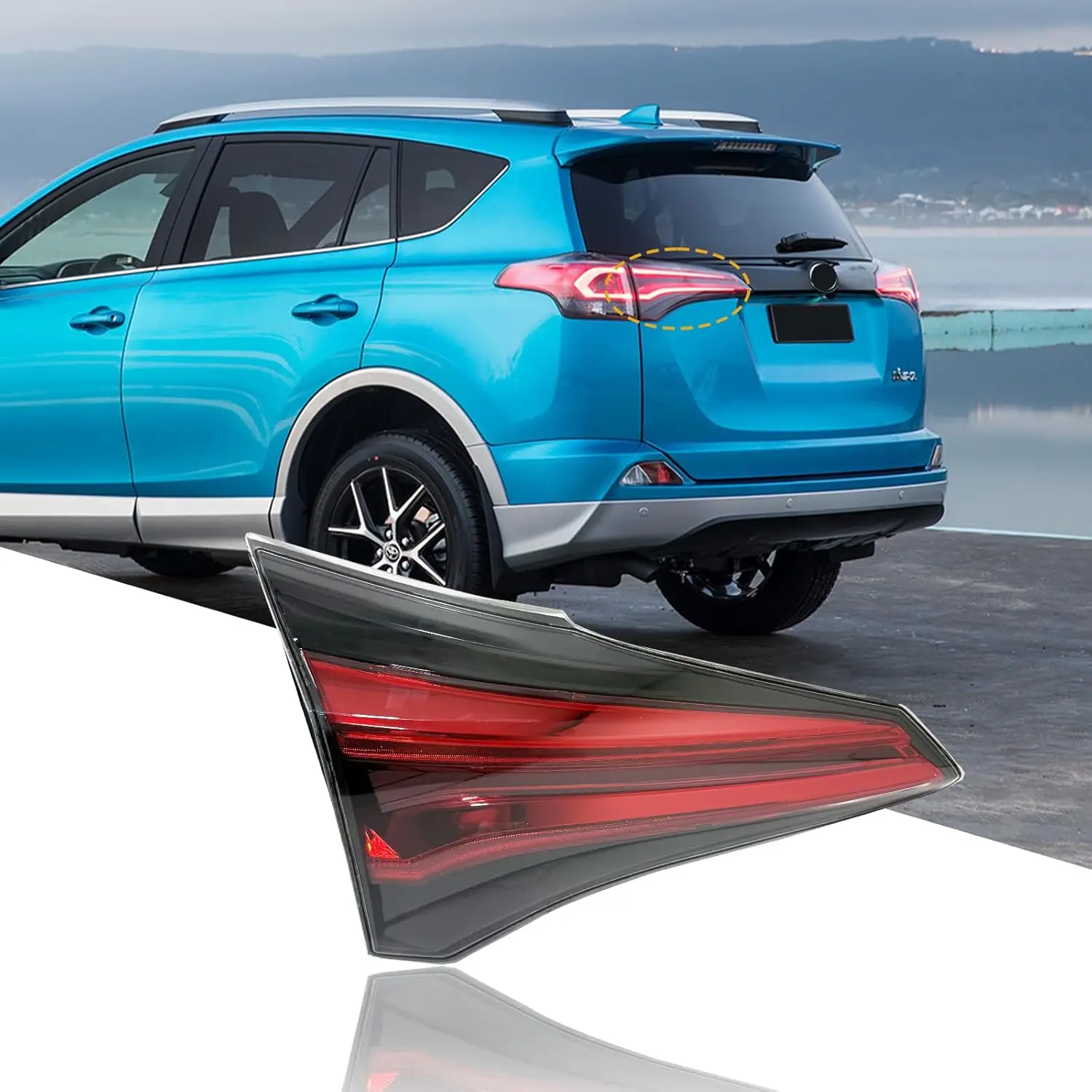 

Rear Tail Lights for 2016-2018 Toyota RAV4, Red Brake Signal Lamp Replacement with Bulb & Harness (Left Inner)