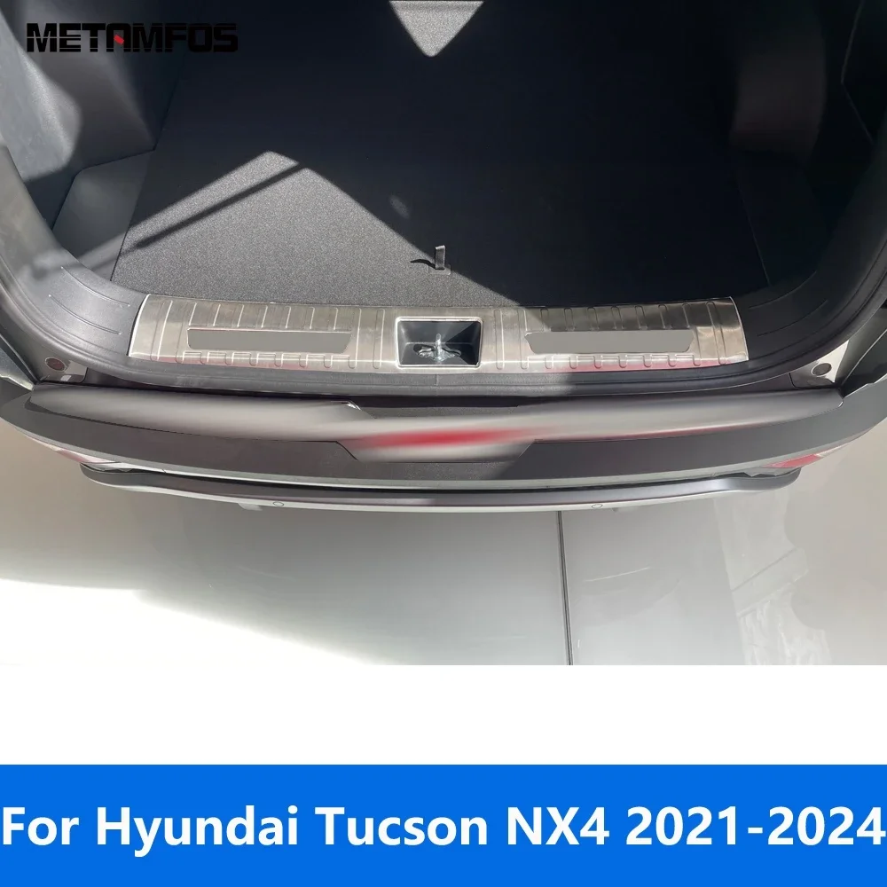 For Hyundai Tucson NX4 2021 2022 2023 2024 Interior Rear Trunk Bumper Foot Plate Tail Door Sill Scuff Guard Plate Accessories