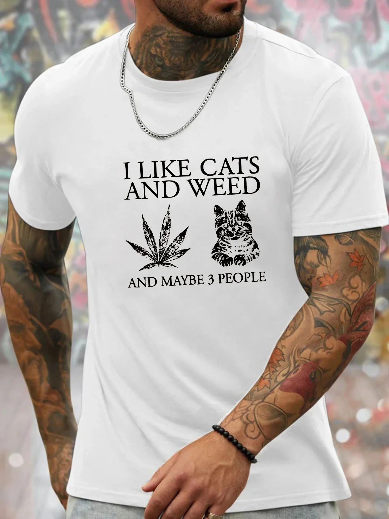 تي شيرت رجالي مريح بطبعة جرافيك ورقبة دائرية I LIKE CATS بأكمام قصيرة ملابس الشارع للارتداء اليومي في الصيف