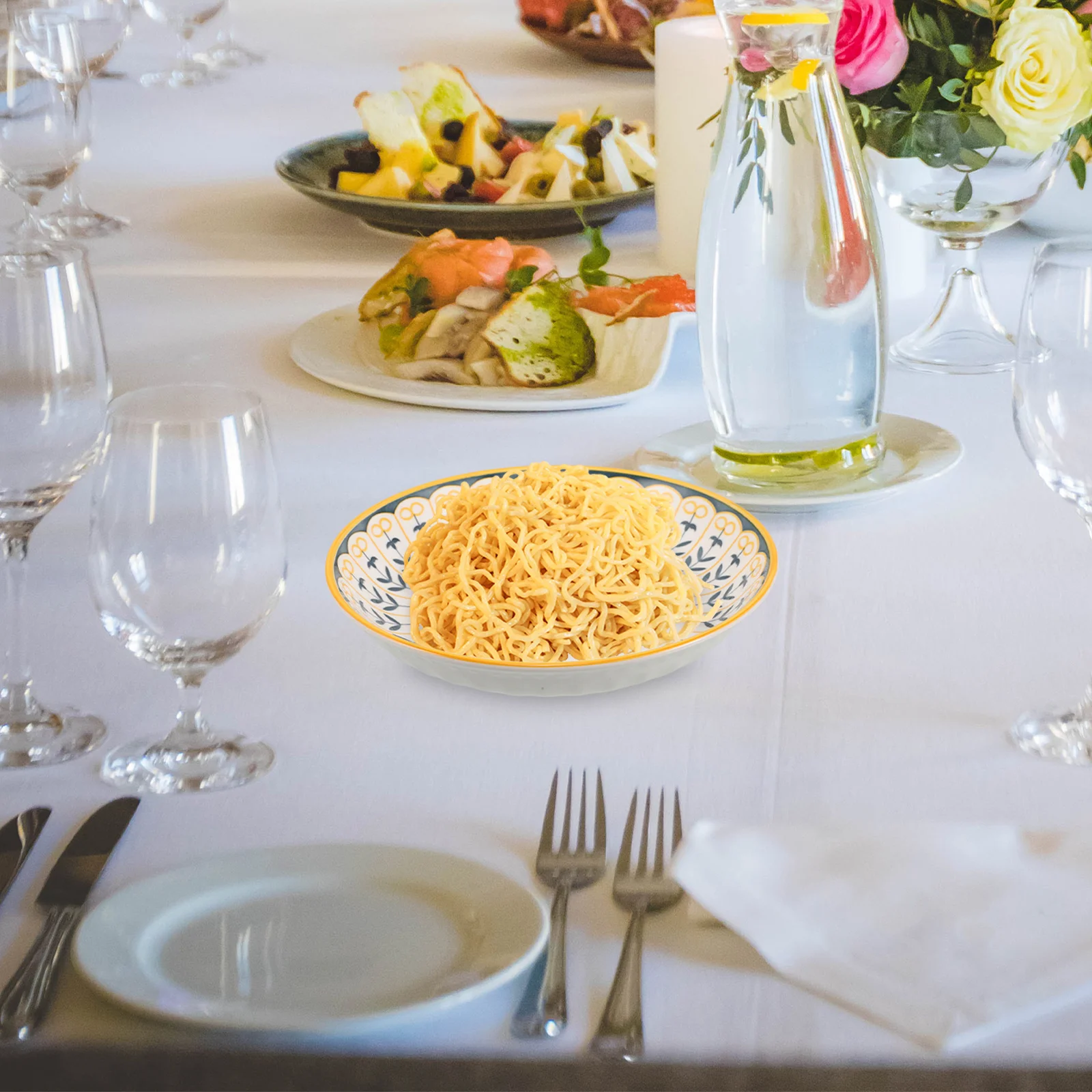 

Ceramic Round Plate Creative Underglaze Food Serving Plate Salad Pasta Oven Safe Dinner Platter Oven Safe Plates