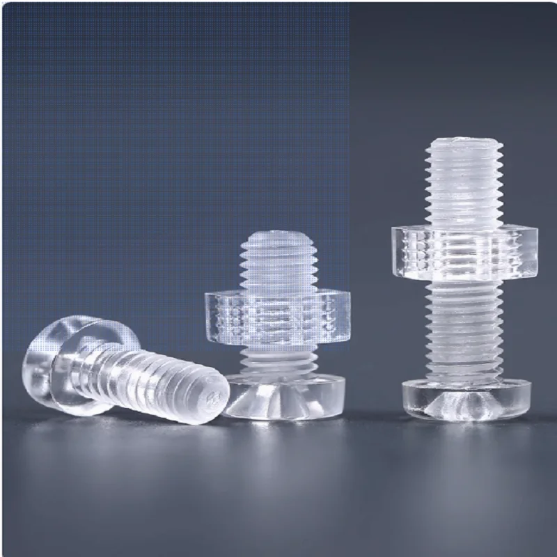 2000set M4*10mm Hex Nut Acrylic Clear Transparent Plastic Nylon Round Cross Head Screw
