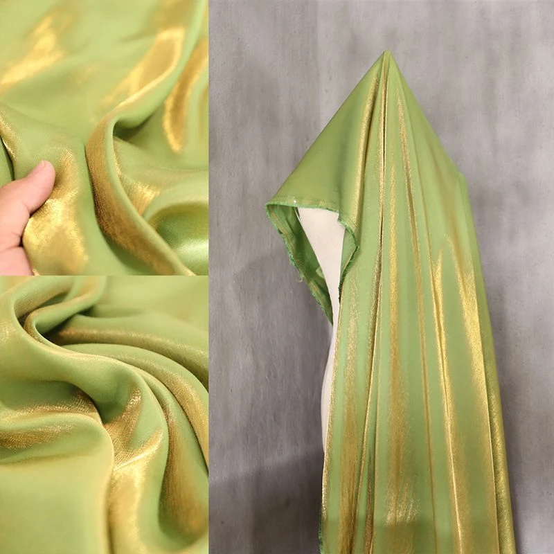 

Avocado Green Glass Silk Pure Cotton Silky Smooth Glossy Silk Fabric Women's Shirt Pants Hanfu Fabric