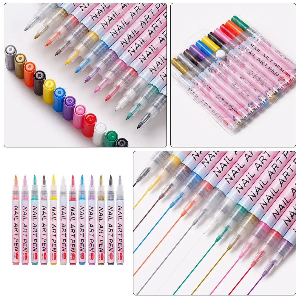 12 قطعة أدوات الرسم الفنية لوازم الفن لتصميم ثلاثي الأبعاد أقلام طلاء الأكريليك طلاء الأظافر أقلام الكتابة على الجدران مستلزمات الأظافر مجموعة ديكور #4