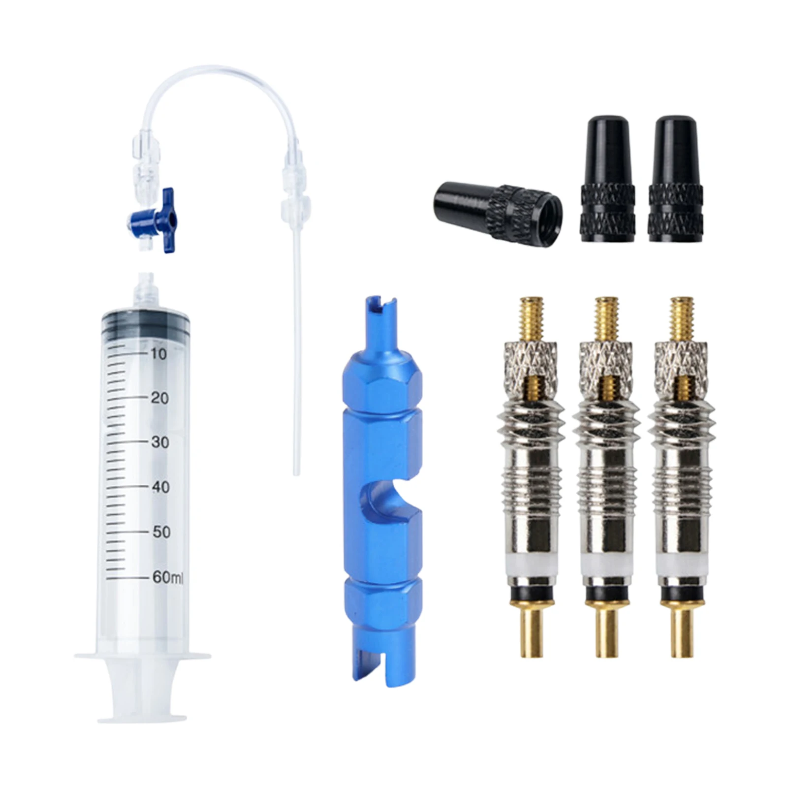 Tubeless Tire Sealant Injector Set Of 8 Presta Valve Core Removal Tool Bicycle Tubeless Tire Sealant Syringe With Switch