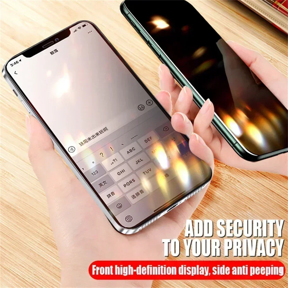 Protector de pantalla de privacidad para iPhone, vidrio templado antiespía para iPhone 15 14 13 12 11 Pro Max Mini 7 8 Plus SE X XR XS MAX, 4 unidades