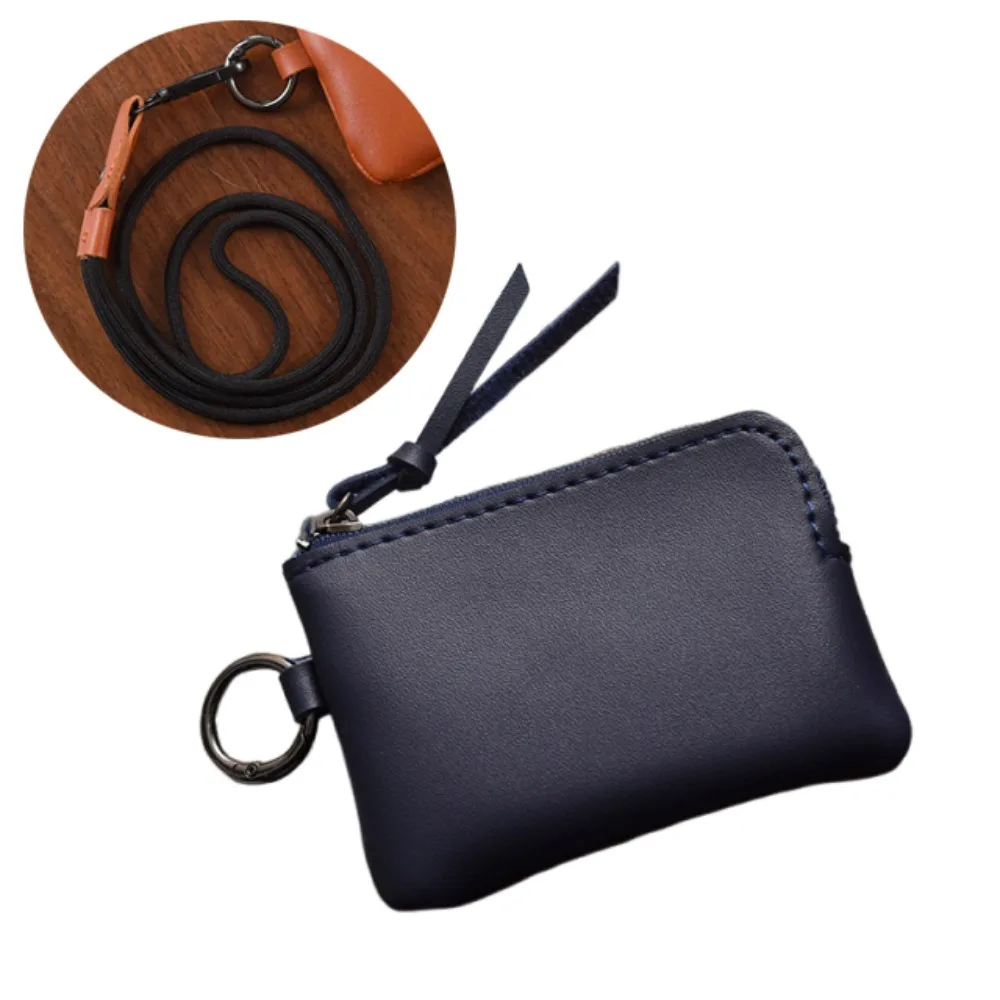 

Durable PU Hanging Neck Wallets Soft Retro Mini Coin Purse Lightweight Portable Men's Money Pouch Gift