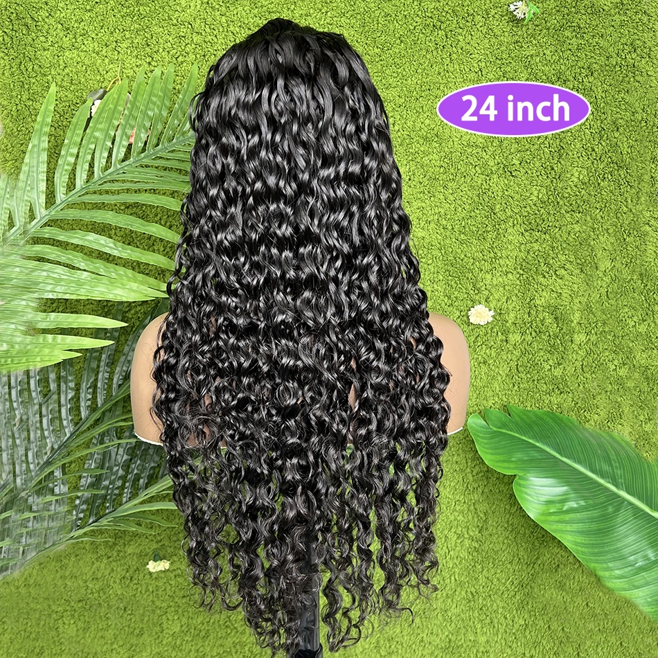 5x5 HD Lace Closure Wigs Water Wave Human Hair #1B Natural Black Color 200% Preplucked Bleached Knots Vietnamese Raw Virgin Hair