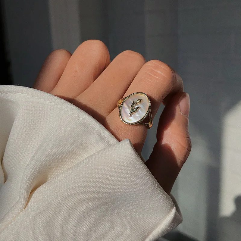 VENTFILLE 925 Sterling Silver Metal Flower Shell Geometric Rings For Women French Retro Romantic Open Thai Silver Rings
