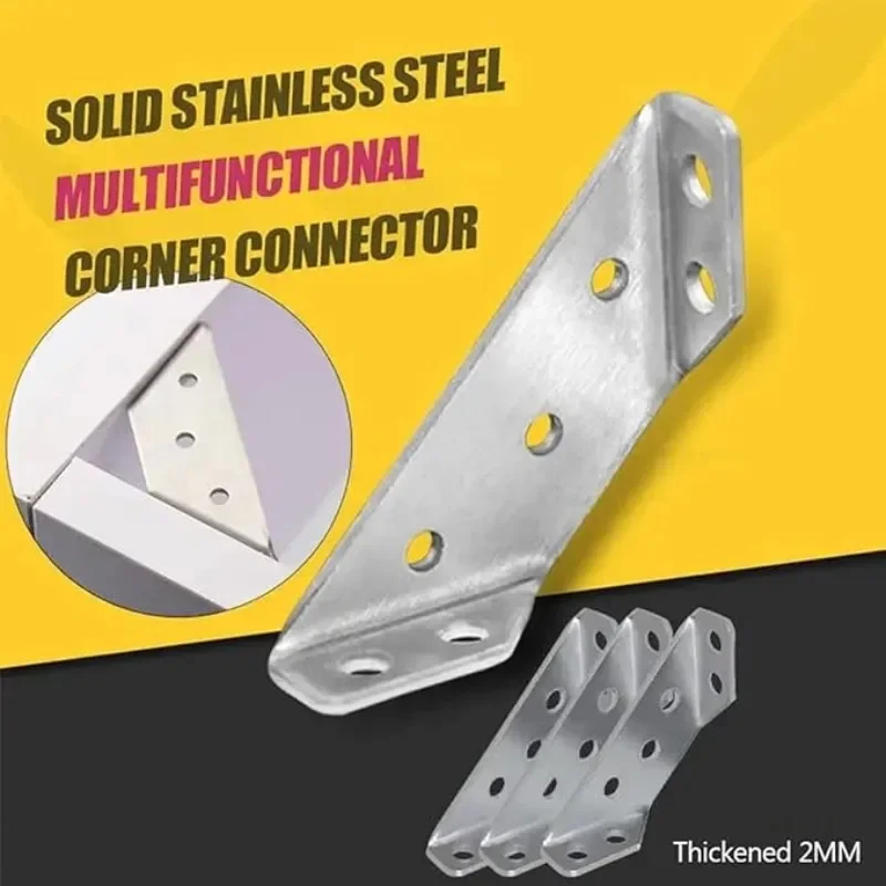 5-20pcs Stainless Steel Angle Corner Brackets Universal Furniture Corner Connector Brace Joint Fastener Bedframe Cabinet Drawer