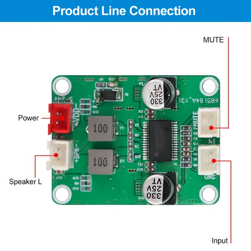 เครื่องขยายเสียงเครื่องเสียงดิจิตอลแบบโมโน60W TPA3118 DC 12V-24V 4-8Ohm คลาส D ที่บ้าน MODUL Amplifier Audio