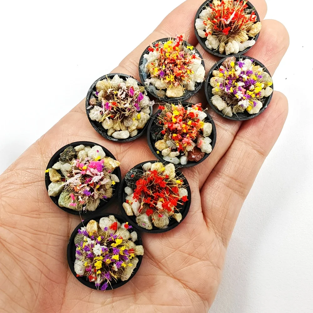 5pcs Random Miniature Flower Cluster with Stones for Dollhouse Garden Fairy Garden Diorama Micro Landscape Decor