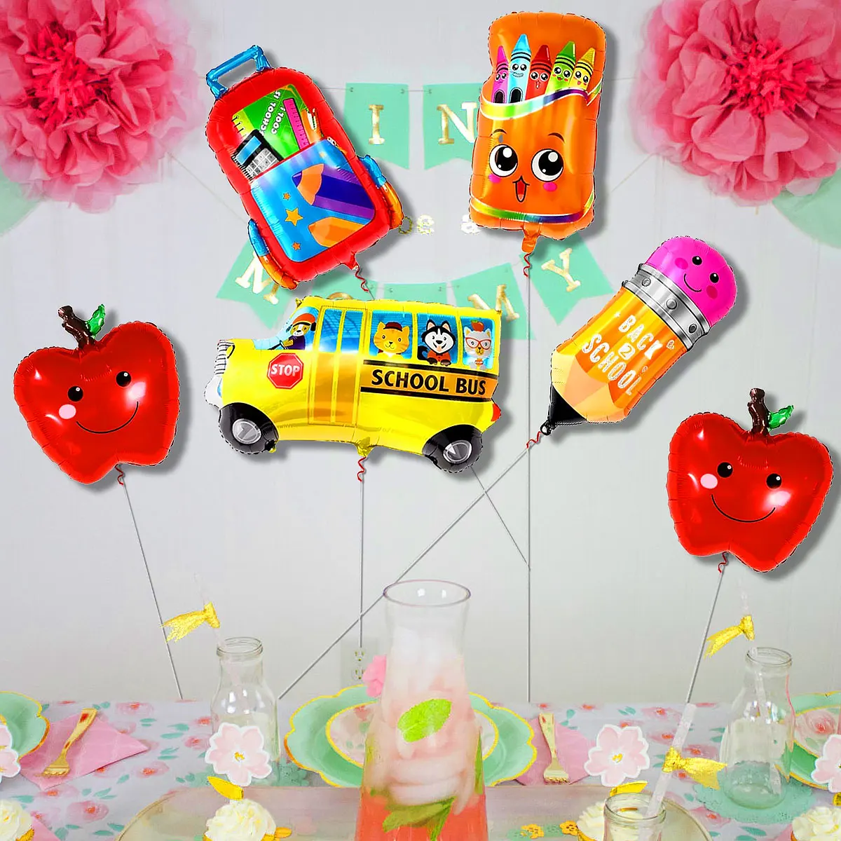 6 pcs balloons for returning to school First day decoration for school Welcome back to school Party decoration