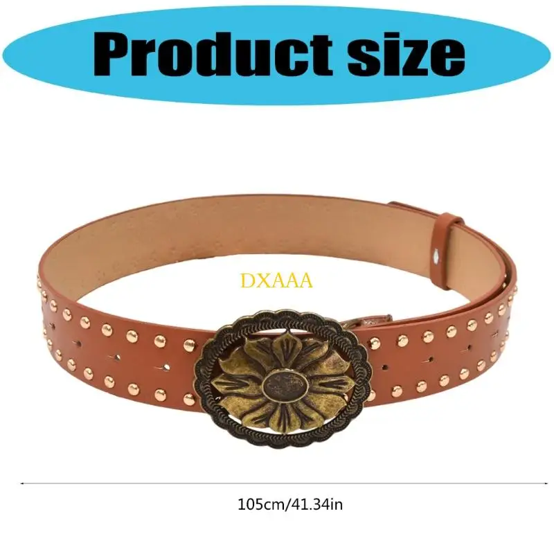 DXAA Black Studded Women Women Women Bunk Belt Relble Trapplies for Jeans Date Pu Leather