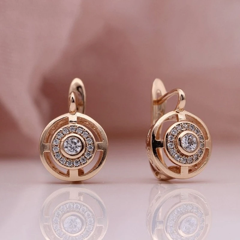 Fashion Exquisite Hollow Earring for Women Cute Girls Fine Birthday Friendship Jewelry Rose  Color Shiny Bling Earrings