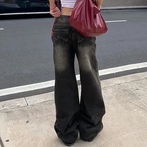 Heyoungrench Y2K Street Baggy Jeans Retro Mode Loose Hosen Basic Grunge Low Taila koreanische Frauen 2024 10 Hauptverkaufshosen Büro niedrige Taille - №7