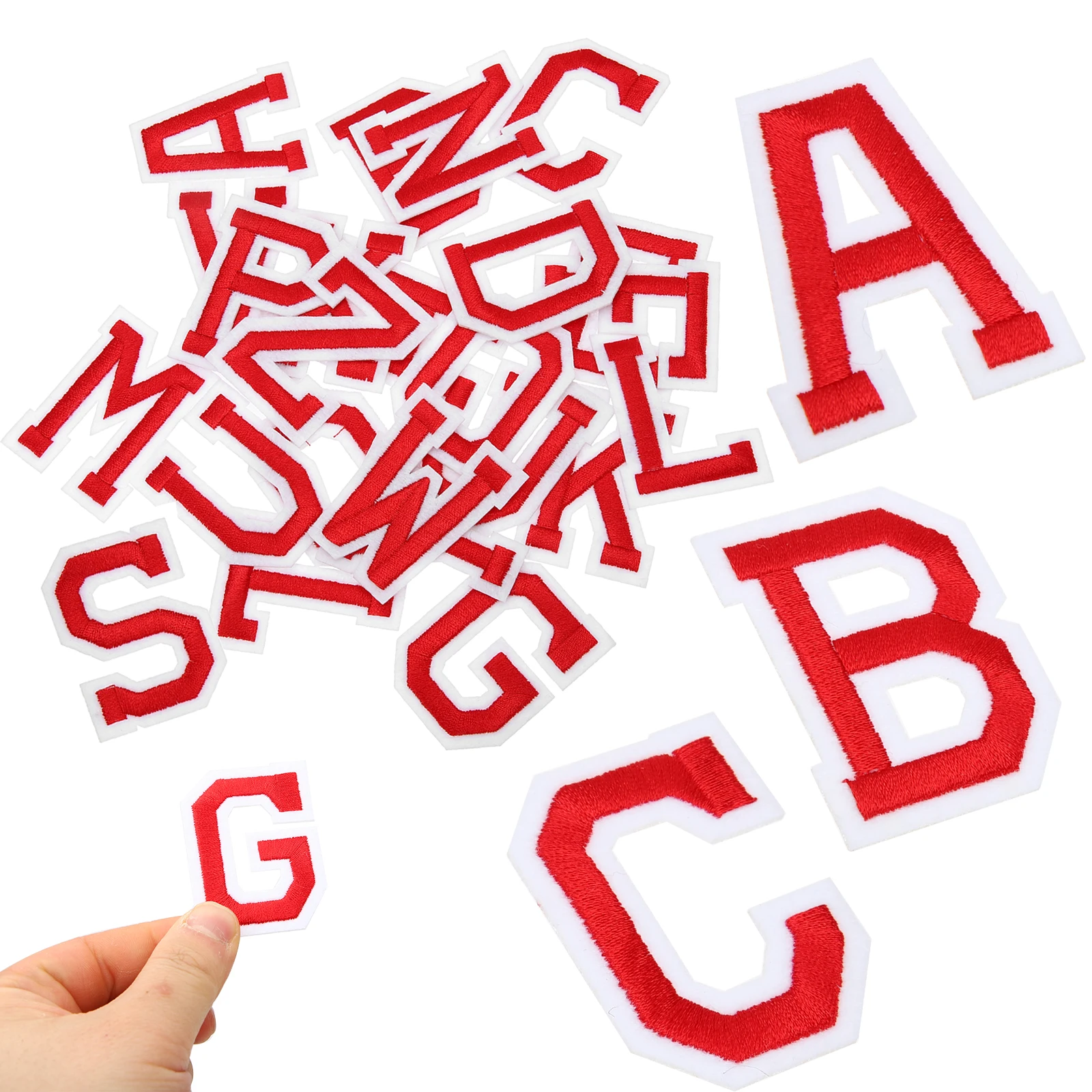 

26pcs Letter Patches Iron On Embroidered Alphabet Letters for Clothing Jeans Bags Red Color Lightweight Compact Size Stylish