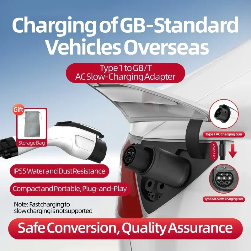 ROMADA 32A 7KW SAE J1772 Type1 إلى GBT20234/IEC62196 Type2 /Tesla NACS EV مهايئ شاحن موصل السيارة الكهربائية للشحن