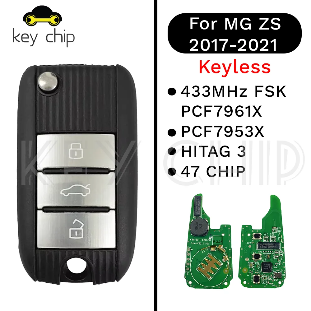 

433 МГц HITAG3 47 ЧИП для MG MG5 Morris Garage ZS MG6 HS 2017 2018 2019 2020 2021 Откидной ключ без ключа Go