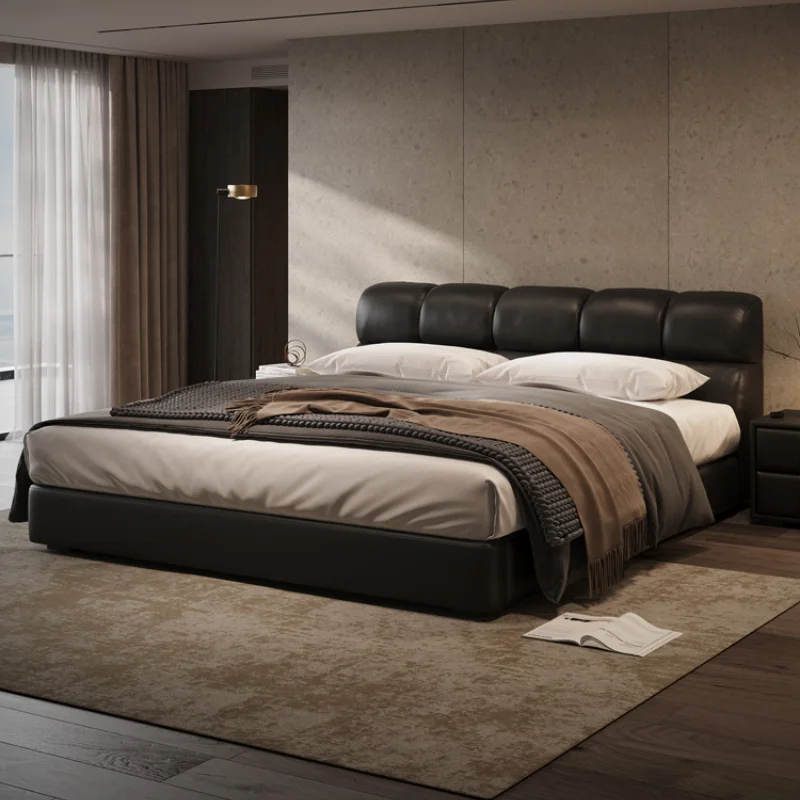 

Modern Italian Minimalist Double Bed Simple Light Luxury Master Bedroom High-end Internet Celebrity Italian Minimalist Wooden