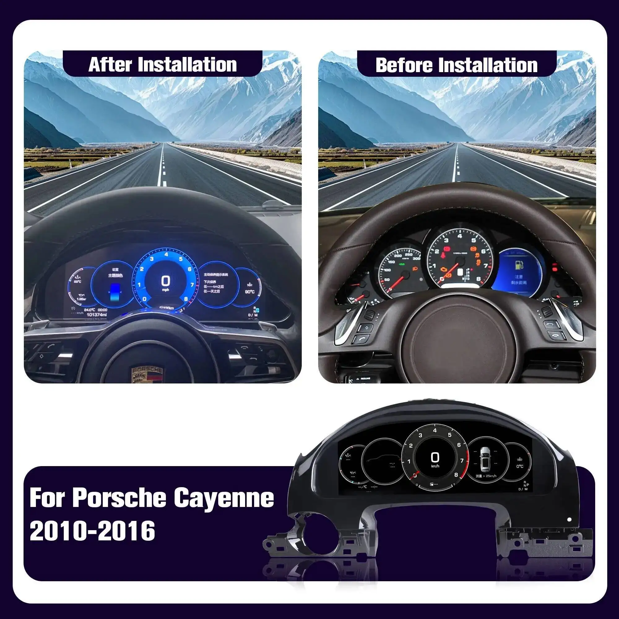 Panel de tablero LCD para Porsche Cayenne 2011-2017 instrumento Digital velocímetro GPS Carplay cabina Virtual tacómetro odómetro