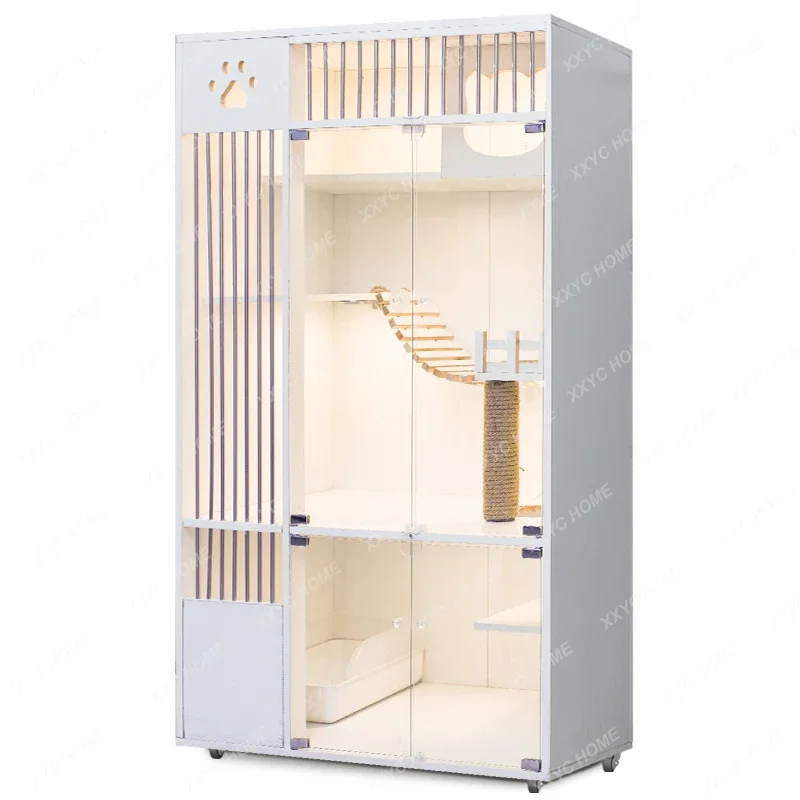 

Cat villa household indoor house house house, free space cabinet cat room, solid wood cat cage
