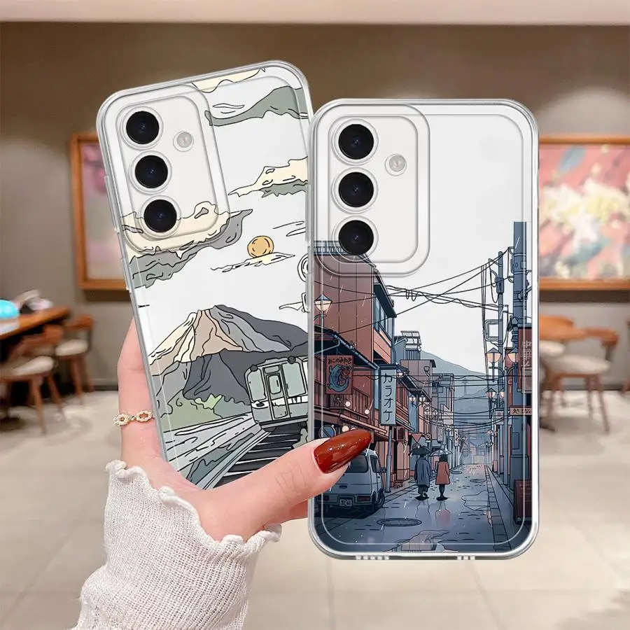 Anime Town Phone Cover Case for Samsung Galaxy A57 A34 A35 A56 A14 A16 A52 A36 A37 A25 A51 A52 A17 A54 A15 A55 A26 A24 A33 A23