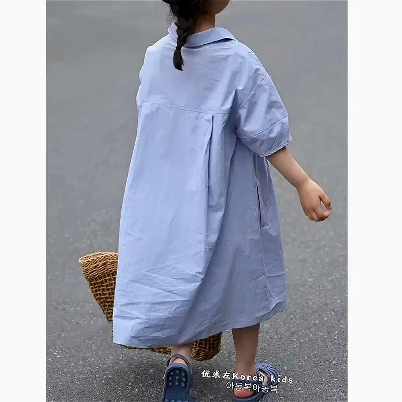 Korean children\'s clothing girl\'s dress 2024 summer new children\'s skirt fashion children\'s shirt skirt