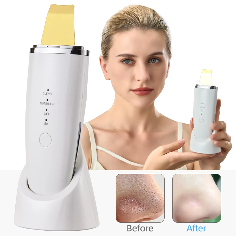 

24K Skin Scrubber Ultrasonic Facial Ion Deep Professional Golden Peeling Shovel With Water Tank Exfoliating Facial Cleaning Tool