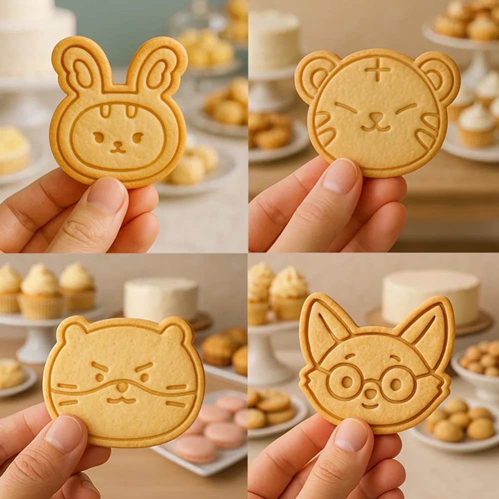 Cartoon Animals Rabbit Tiger Bear Cookie Cutters Biscuit Mold Stamp Kitchen Baking Pastry Bakeware Dessert Baking Supplies