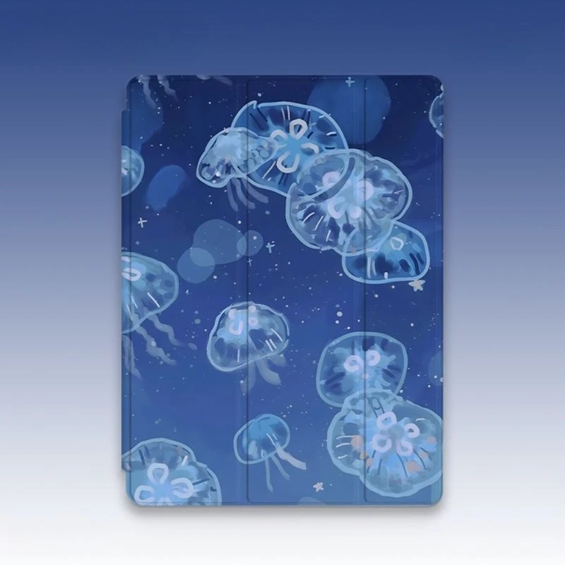 

Pencil Case for Ipad Air 5th Generation Case 2021 10.2 7/8/9 Generation Ipad Mini6 for Samsung Tab S7 S8 S9 11 Plus Jellyfish