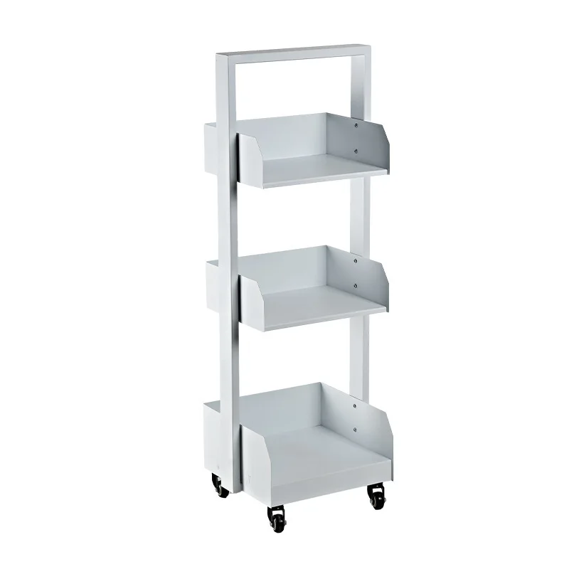 Modern Minimalist Light Luxury Nordic Iron Multi-Layer Movable Entryway Storage Display Bookcase for Small Apartment Living Room