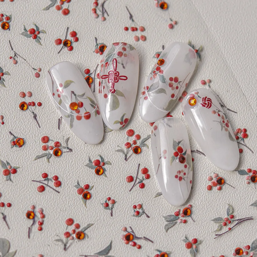 1 Stuks 5d Diamant Japanse Kawaii Jquirity Nail Art Stickers Glitter Rode Nail Transfer Slider Stickers Diy Decoraties Accessoires