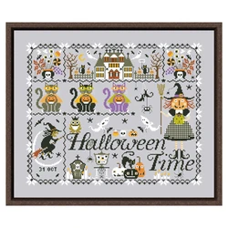 Halloween time kit punto croce cartoon 18ct 14ct 11ct argento tela cuciture ricamo fai da te