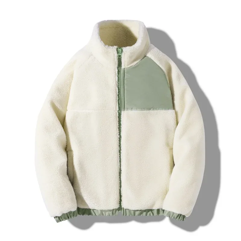 

2024 New Lamb Fleece Jacket Men's Winter Daily Wear Polar Fleece Warm Thickened Parkas Women's Casual Stand Collar Padded Coat