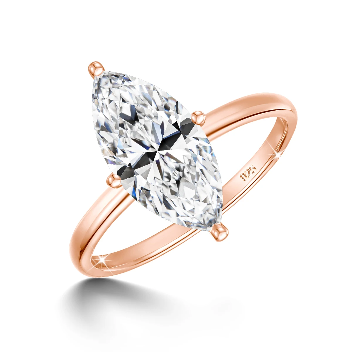 18K Farbige 3 Karat Marquise-Schliff Moissanit-Ringe für Damen, 925 Sterling Silber Labor-Diamant Hochzeitsband Verlobungsring Schmuck – Detail 13