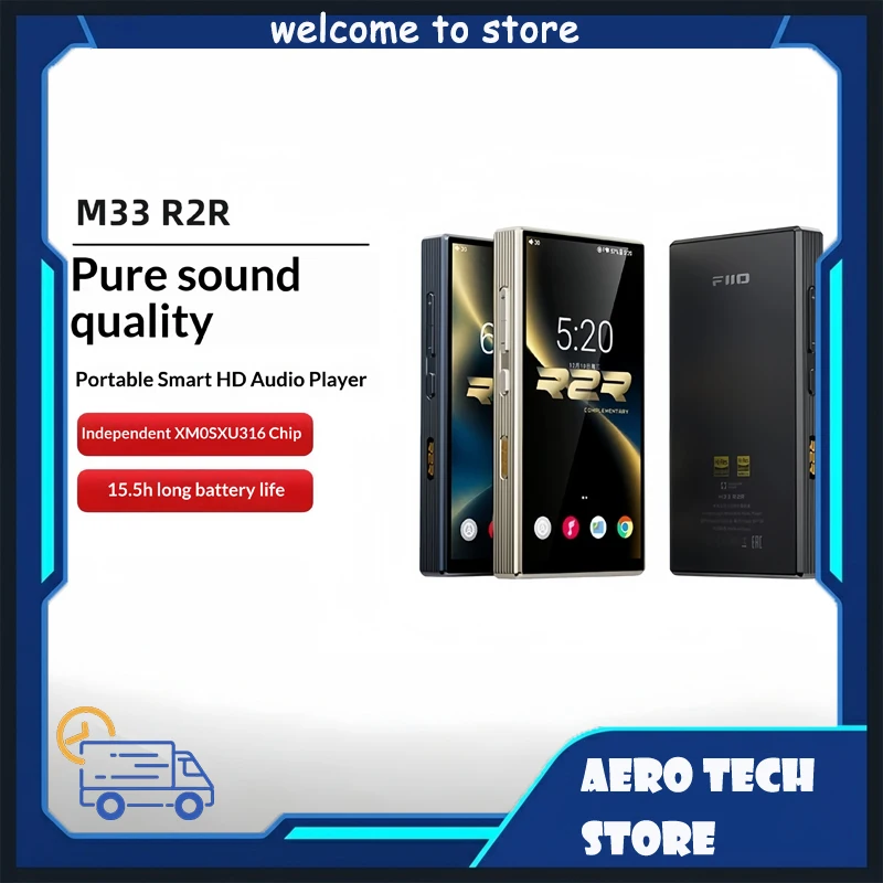 FiiO M33 R2R 디지털 오디오 플레이어 스냅드래곤 680 8GB 128GB 5.5인치 FHD 화면 트루 R2R DAC 하이 레졸루션 DAP 안드로이드 선물