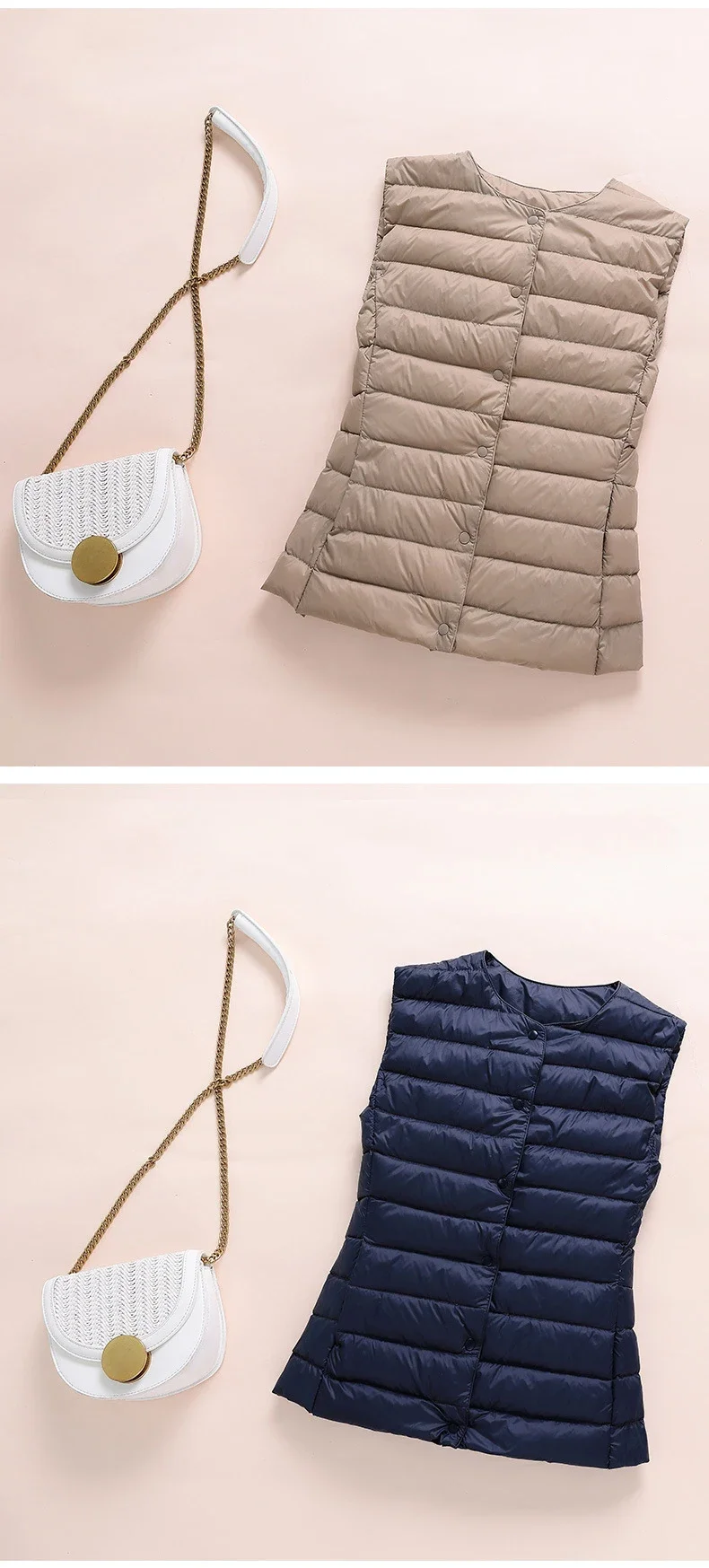 Gilet in piumino ultraleggero da donna 2025 Nuovo autunno inverno femminile Gilet in piumino d'anatra imbottito con piume calde senza maniche